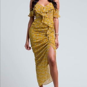 Yellow Floral Ruffle Dress